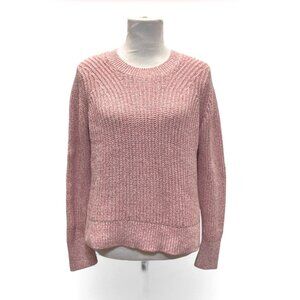Banana Republic Chunky Knit Sweater M Pink Wool Blend Crew Neck Soft Girl